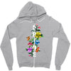 Pride Floral LGBT Colors Zipper Hoodie