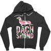 dachshund floral Zipper Hoodie