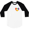 Rainbow Equality Heart 3/4 Sleeve Shirt