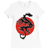 sun dragon with pearl   black red white Ladies Fitted T-Shirt