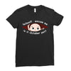 October Peeking Out Baby Boy Ladies Fitted T-Shirt