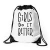 girls do it better Drawstring Bags