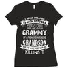 Super Cool Grammy Of A Freaking Awesome Grandson Ladies Fitted T-Shirt