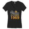 queens are born in october 1969 Women's V-Neck T-Shirt