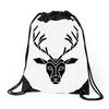 poly deer black Drawstring Bags