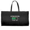 low battery introvert pun humor Weekender Totes