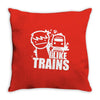 i like trains Throw Pillow
