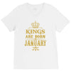kings are born in january V-Neck Tee