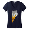 pizza wolf Women's V-Neck T-Shirt