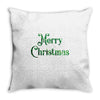 merry christmas green glitter Throw Pillow