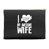 i love my awesome wife Accessory Pouches