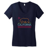 neon sign california republic flag bear Women's V-Neck T-Shirt