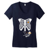 pregnant skeleton baby costume halloween maternity ninja ladies Women's V-Neck T-Shirt