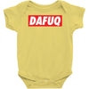 dafuq slogan box logo Baby Onesie