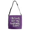 tattoos got me swiping right girls Adjustable Strap Totes