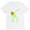 pumpkin skeleton dabbing V-Neck Tee