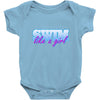 swim like a girl neon Baby Onesie