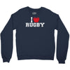i love rugby mens funny cotton Crewneck Sweatshirt