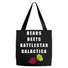 bears beets battlestar galactica Tote Bags