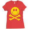 smiley pirate skull and crossbones Ladies Fitted T-Shirt