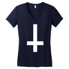 wasted youth inverted cross indie geek swag funny Women's V-Neck T-Shirt