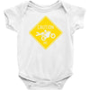 motorcycle caution sign Baby Bodysuit