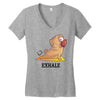 yoga pug exhale Women's V-Neck T-Shirt