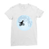Biker Dinosaur - Dinosaur Riding A Bike To The Moon Ladies Fitted T-Shirt