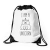i am a unicorn Drawstring Bags