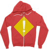 warning Zipper Hoodie