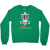 disc golf frisbee leaning on target basket innova Crewneck Sweatshirt