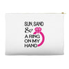 sun, sand &amp; a ring on my hand Accessory Pouches