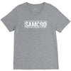 samcro funny retro biker gang sons fancy dress anarchy vintage V-Neck Tee