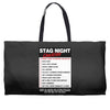 funny stag night checklist, ideal gift, christmas present Weekender Totes