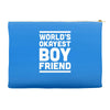 world's okayest boyfriend couple love funny Accessory Pouches