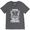 Never Underestimate Dog Rescuer Who Was Born February V-Neck Tee