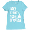 eat sleep sail repeat Ladies Fitted T-Shirt
