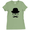 hat wayfarer glasses funny moustache hipster funny geek light tee shir Ladies Fitted T-Shirt