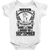 Never Underestimate Dog Rescuer Who Was Born September Baby Onesie