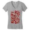 rood en wit Women's V-Neck T-Shirt