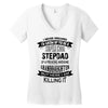 Super Cool Stepdad Of A Freaking Awesome Granddaughter Women's V-Neck T-Shirt