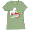 totally straight funny rainbow unicorn gay pride novelty fashion Ladies Fitted T-Shirt