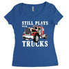 still plays with trucks family matching Women's Triblend Scoop T-shirt