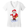 father christmas ringing xmas bells santa Women's V-Neck T-Shirt