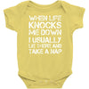 when life knocks me down Baby Bodysuit