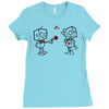 cute love robots Ladies Fitted T-Shirt