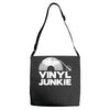 vinyl junkie white logo Adjustable Strap Totes