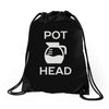 pot head coffee lover Drawstring Bags