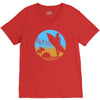 beach surfer silhouette birds sand waves palm V-Neck Tee
