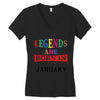 legends are born january Women's V-Neck T-Shirt